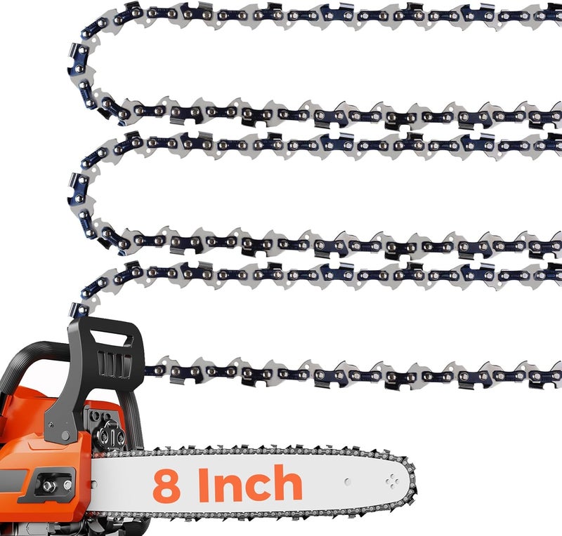 EXSHP 8 Inch Chainsaw Chain Mini Chainsaw Replacement Chain 8inch for Ryobi Kobalt and more, 3/8" LP Pitch, 050" Gauge, 34 Drive Links (3 Pack) (90YNP-6) - Image 1